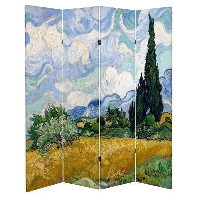 Van Gogh Fine Art Double Sided Room Divider Almond Blossoms And Wheat Field - Oriental Furniture - Image 2