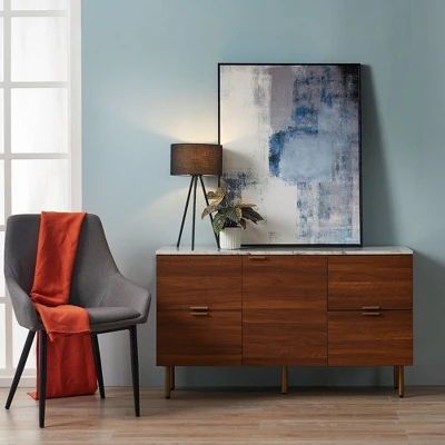 Ashton Sideboard With Faux Marble Top Walnut - Teamson Home - Image 5