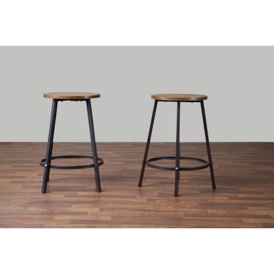 Vintner Pub Counter Height Dining Set Black/Brown - Baxton Studio - Image 2