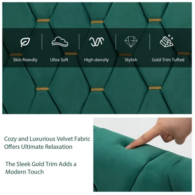 Costway Upholstered Platform Bed Frame Adjustable Headboard Footboard Modern Green - Image 5