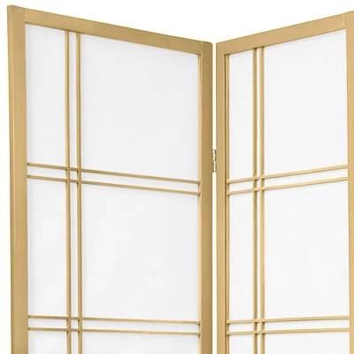 6 Ft. Tall Double Cross Shoji Screen - Special Edition - Gold (5 Panels)