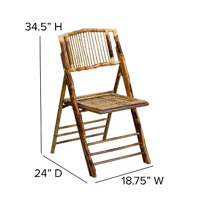 Flash Furniture Bamboo Folding Chairs | Set Of 2 Bamboo Wood Folding Chairs - Image 2