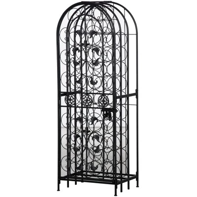 HOMCOM 45-Bottle Modern Wine Organizer Decorative Portable Wrought Iron Wine Rack Jail - Image 3