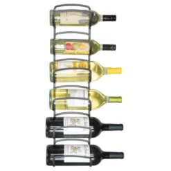 MDesign Modern Decorative Metal Wine Bottle Storage Organizer Rack