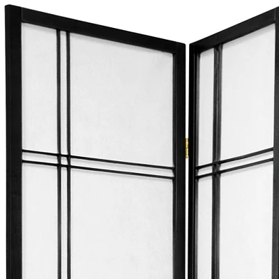 7 Ft. Tall Double Cross Shoji Screen - Black (5 Panels)