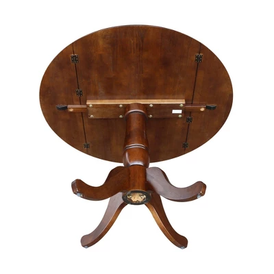 29.5" Lyla Round Dual Drop Leaf Pedestal Extendable Dining Table Espresso Brown - International Concepts - Image 7