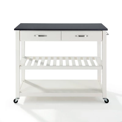 Granite Top Kitchen Prep Cart White/Black - Crosley - Image 7
