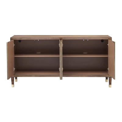 Ryker Mid-Century Modern 4 Door Storage Credenza/Sideboard Dark Brown - Treasure Trove - Image 2
