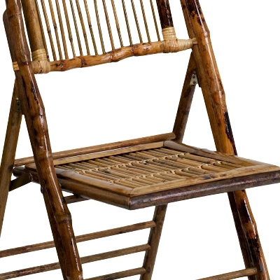 Flash Furniture Bamboo Folding Chairs | Set Of 2 Bamboo Wood Folding Chairs - Image 3