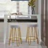 Yaheetech Set Of 2 Upholstered Velvet Counter Stools With Metal Legs