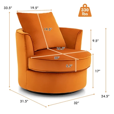 Costway Modern 360° Swivel Barrel Chair Accent Round Club Chair No Assembly Lint - Image 3