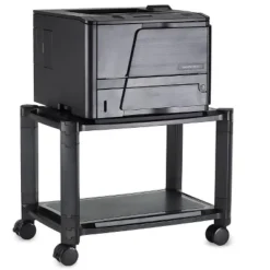 Mount-It! Under Desk Printer Stand With Wheels | Rolling Printer Cart | Height Adjustable Stacked Office Machine Cart W/ Paper Storage Tray