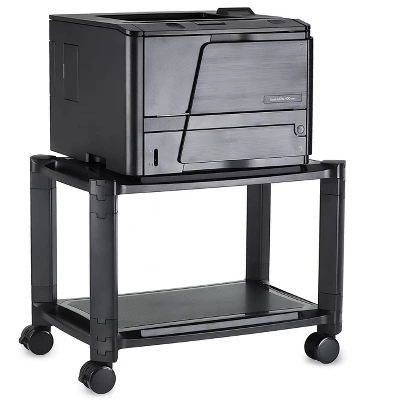 Mount-It! Under Desk Printer Stand With Wheels | Rolling Printer Cart | Height Adjustable Stacked Office Machine Cart W/ Paper Storage Tray