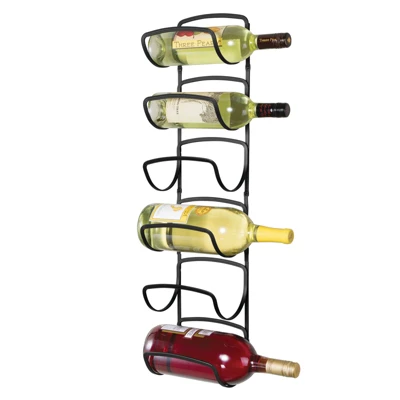 MDesign Modern Decorative Metal Wine Bottle Storage Organizer Rack - Image 7
