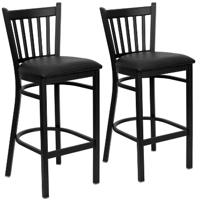 Emma And Oliver 2 Pack Vertical Back Metal Restaurant Barstool - Image 8