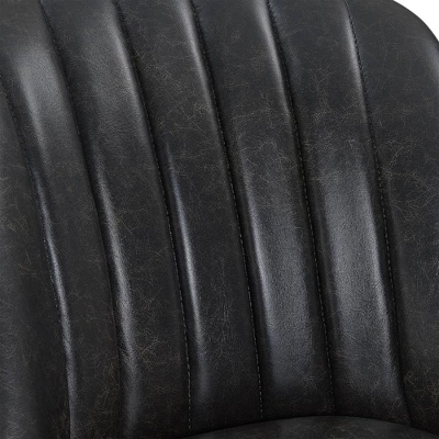 30" Journey Faux Leather Wood Swivel Barstool Gray Onyx - Armen Living - Image 6