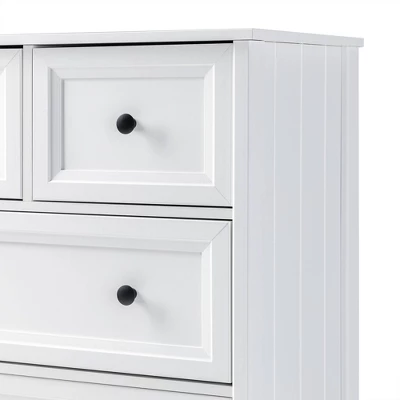 Farmhouse 5 Drawer Grooved Tall Storage Dresser White - Saracina Home - Image 12
