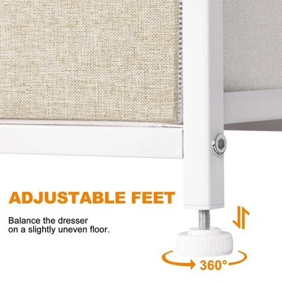 REAHOME 5 Drawer Vertical Steel Frame Storage Organizer Narrow Tower Dresser With MDF Top, Adjustable Feet, And Wall Safety Attachment - Image 2