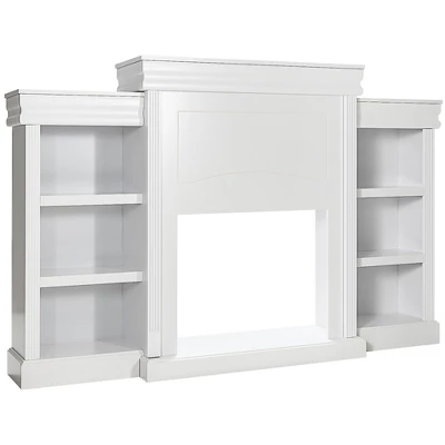 Costway 70'' Fireplace TV Stand Modern Media Entertainment Center Bookcase WhiteBlack - Image 10