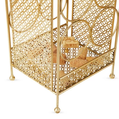 Twine Trellis Wine Rack, Holds 7 Bottles, Gold Countertop Wine Storage, Cast Iron - Image 4