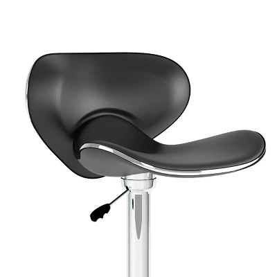 Set Of 2 Adjustable Curved Form Fitting Leatherette Barstool - Corliving - Image 3