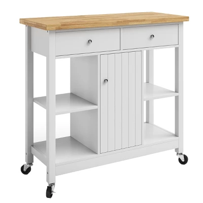 Kitchen Island With Drawers β Rolling Cart With Locking Casters β Use As Coffee Bar, Microwave Stand, Or Shelves For Storage By Lavish Home (White) - Image 7
