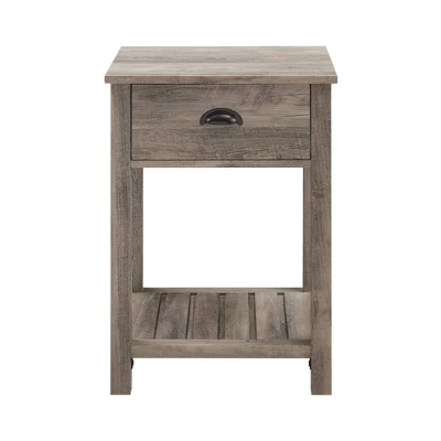 June Rustic Transitional Square Nightstand With Lower Shelf - Saracina Home - Image 2