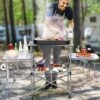 Costway Foldable Camping Table Outdoor Kitchen Portable Grilling Stand Folding BBQ Table