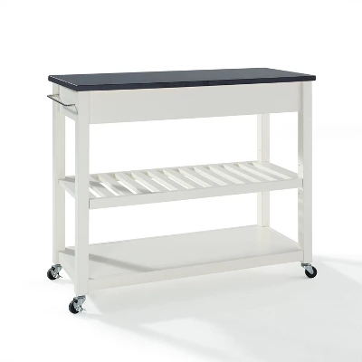 Granite Top Kitchen Prep Cart White/Black - Crosley - Image 6