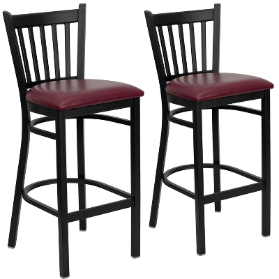 Emma And Oliver 2 Pack Vertical Back Metal Restaurant Barstool - Image 7