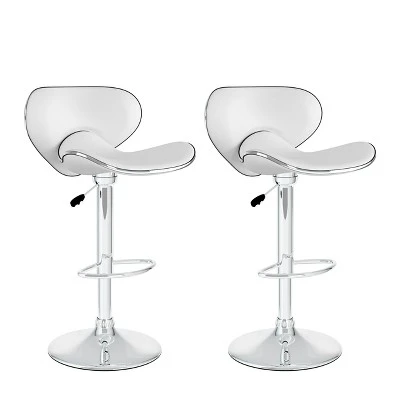 Set Of 2 Adjustable Curved Form Fitting Leatherette Barstool - Corliving - Image 8