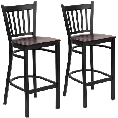 Emma And Oliver 2 Pack Vertical Back Metal Restaurant Barstool - Image 6