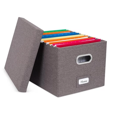 Internet's Best 4-Pack Collapsible File Storage Organizer With Lid - Grey - Image 6