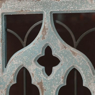 LuxenHome Distressed White And Gray Wood 1-Door Storage Wine Cabinet - Image 12