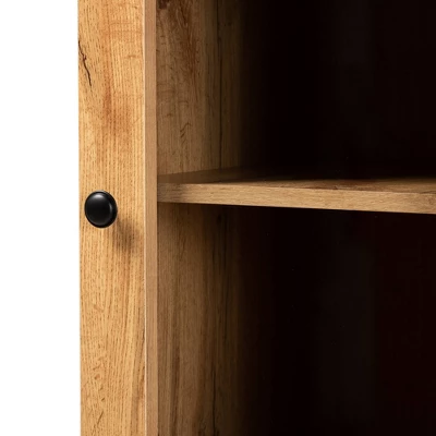 Lauren Wood Buffet And Hutch Kitchen Cabinet Oak Brown/Black - Baxton Studio - Image 3