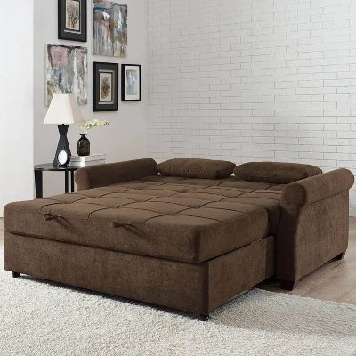 Hannah Convertible Futon Sleeper Sofa Brown - Serta