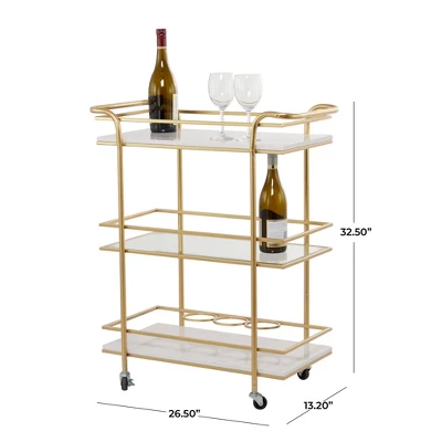 Glam Marble Bar Cart Gold - Olivia & May - Image 5