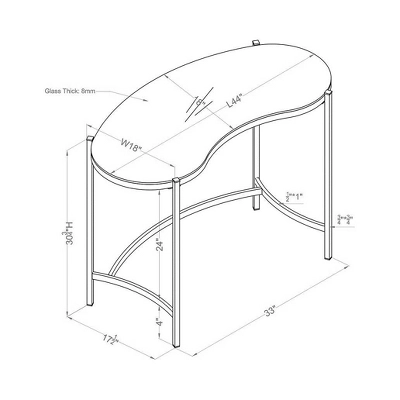 Burwick Writing Desk With Glass Top Gold - MiBasics - Image 5