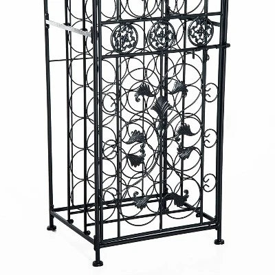 HOMCOM 45-Bottle Modern Wine Organizer Decorative Portable Wrought Iron Wine Rack Jail - Image 6