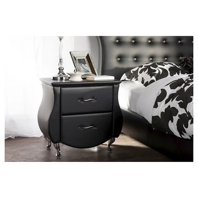 Erin Modern And Contemporary Faux Leather Upholstered Nightstand - Baxton Studio - Image 3