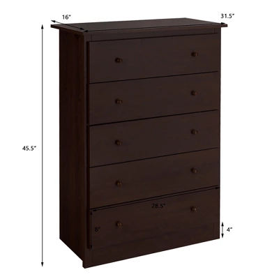 Costway 5 Drawer Dresser Functional Storage Organizer Closet - Image 2