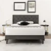 Costway Bed Frame Upholstered Platform Bed With Tufted Headboard Mattress Foundation
