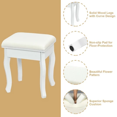 Costway Vanity Makeup Dressing Table Stool 4 Jewelry Wood Desk White - Image 8