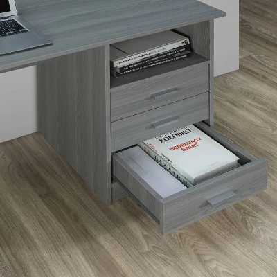 Classic Computer Desk With Multiple Drawers Gray - Techni Mobili - Image 4
