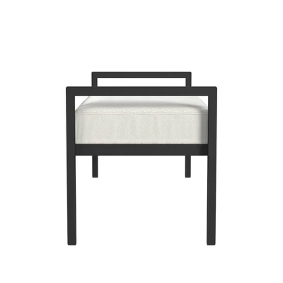 Modern Metal Bench Cream Boucle - HomePop - Image 2