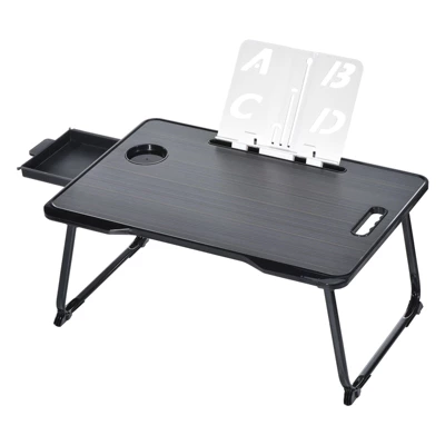 Unique Bargains Laptop Bed Desk Tray Portable Desk With Storage Drawer Reading Holder Water Slot Foldable Table - Image 4
