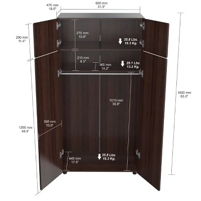 4 Door Wardrobe/Armoire Espresso - Inval - Image 4