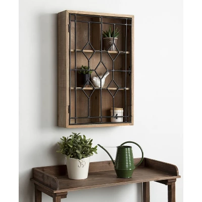 Megara Decorative Wooden Wall Hanging Curio Cabinet Rustic Brown - Kate & Laurel All Things Decor - Image 5