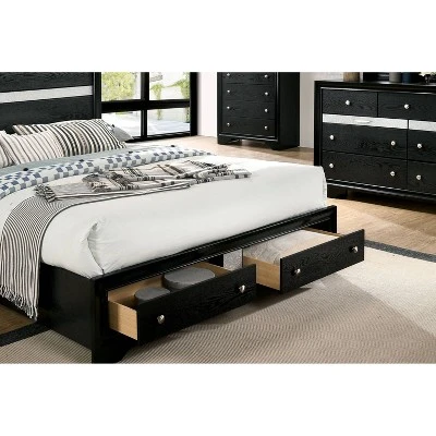 2pc Queen Whether By Bed With Nightstand Black - MiBasics - Image 8