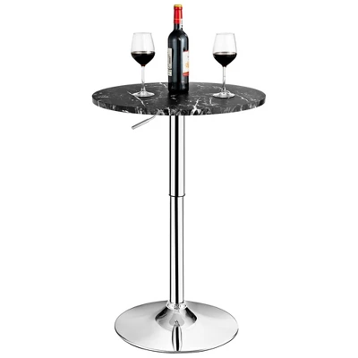 Costway 6PCS Round Bistro Bar Table Height Adjustable 360-degree Swivel WhiteBlack - Image 2